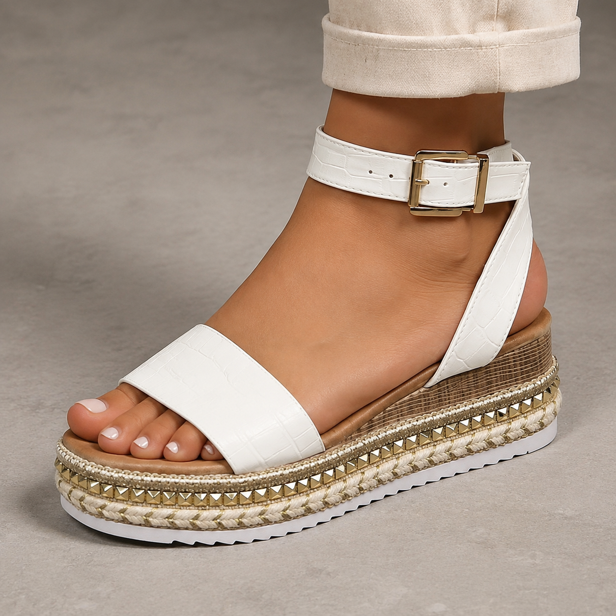 Pienza Buckle Ankle Strap Platform Sandal