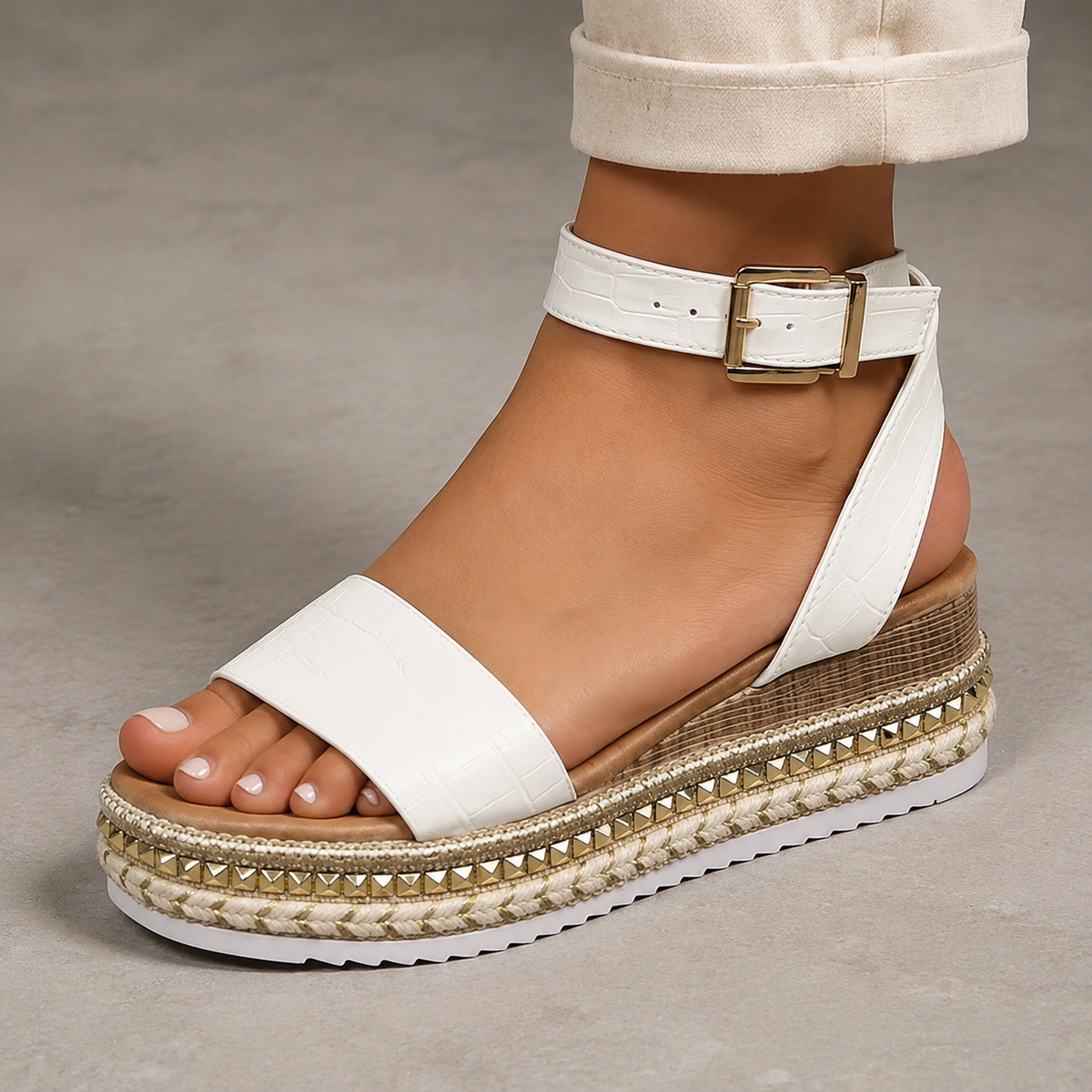 Pienza Buckle Ankle Strap Platform Sandal