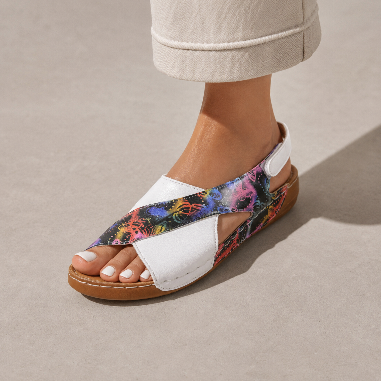 Alba Printed Crisscross Slingback Sandal