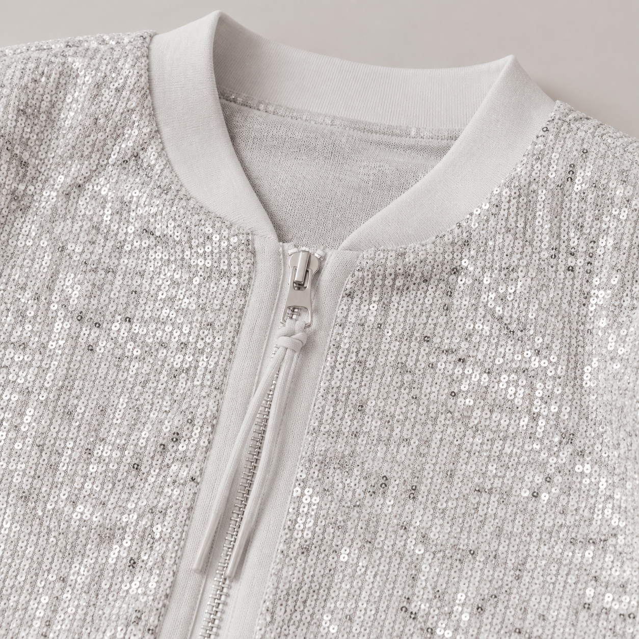 Saluzzo Sequin Zip Front Bomber Jacket