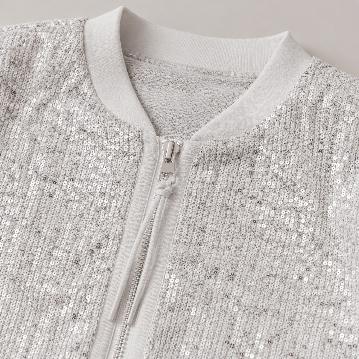 Saluzzo Sequin Zip Front Bomber Jacket