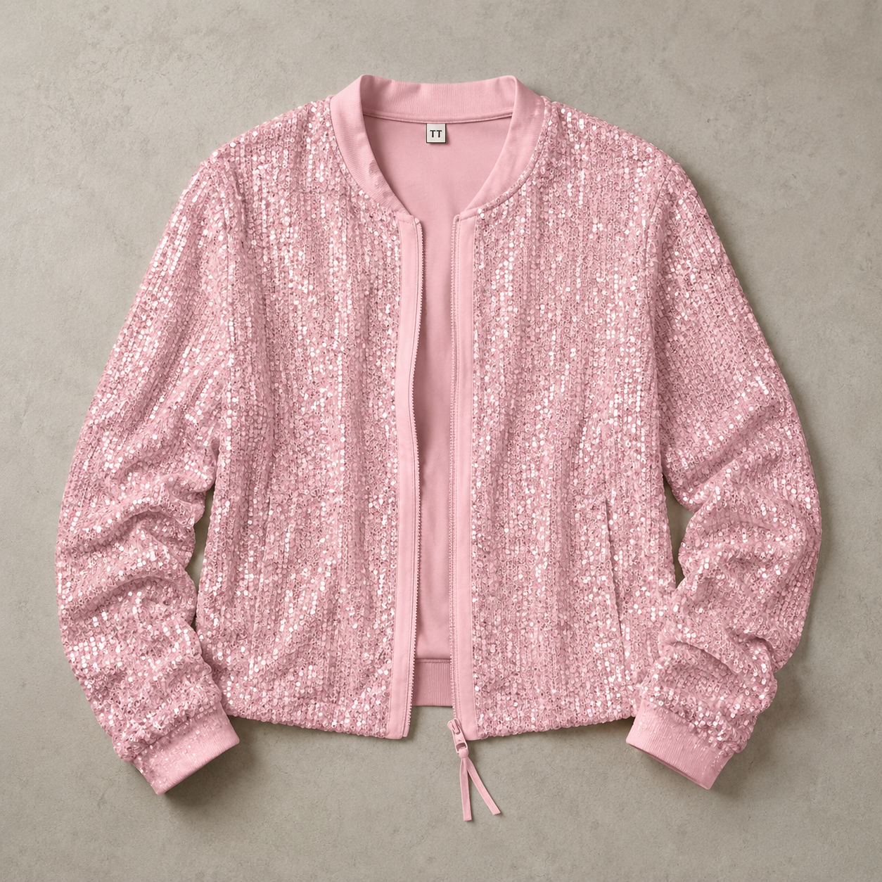 Saluzzo Sequin Zip Front Bomber Jacket