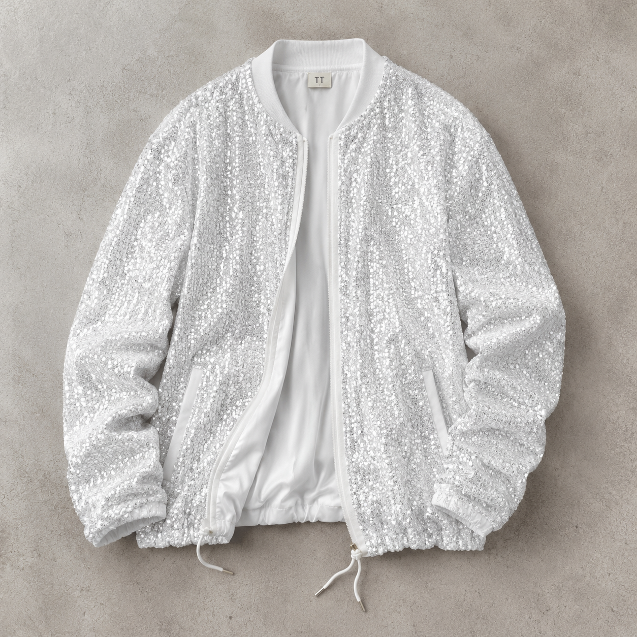 Saluzzo Sequin Zip Front Bomber Jacket