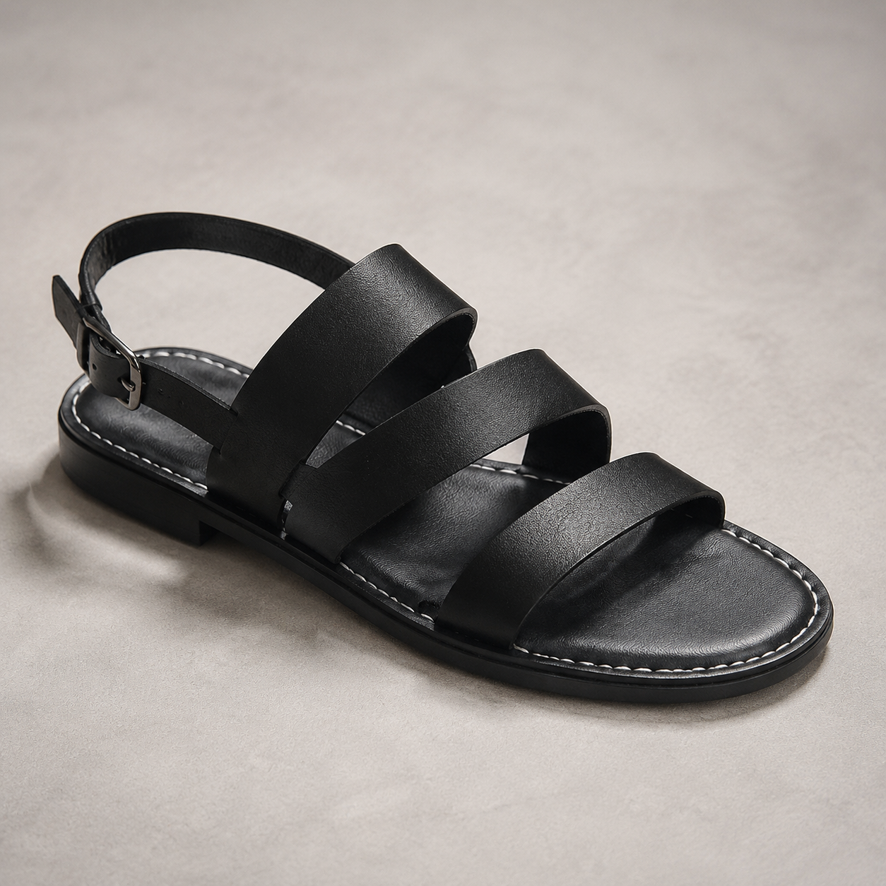 Siracusa Three Strap Flat Slingback Sandal