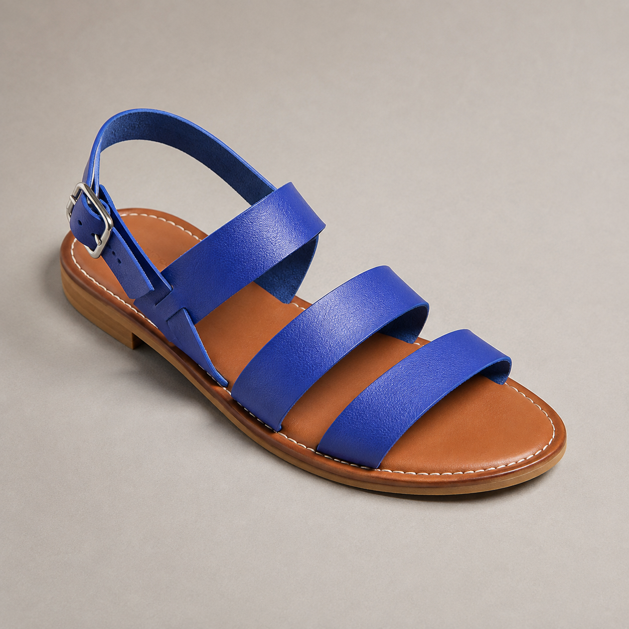 Siracusa Three Strap Flat Slingback Sandal
