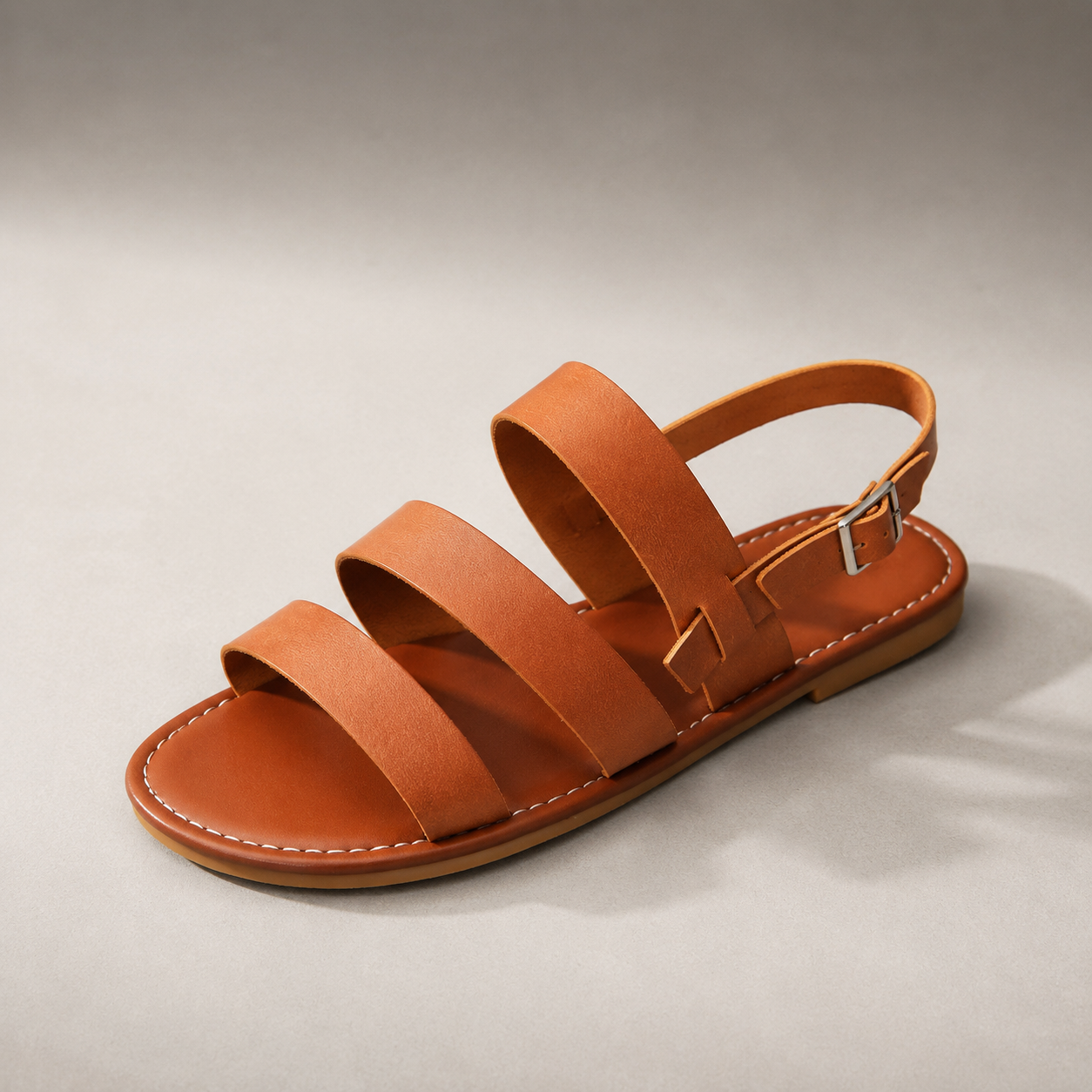 Siracusa Three Strap Flat Slingback Sandal