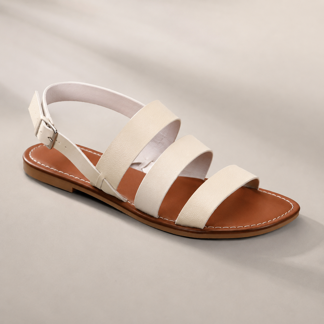Siracusa Three Strap Flat Slingback Sandal