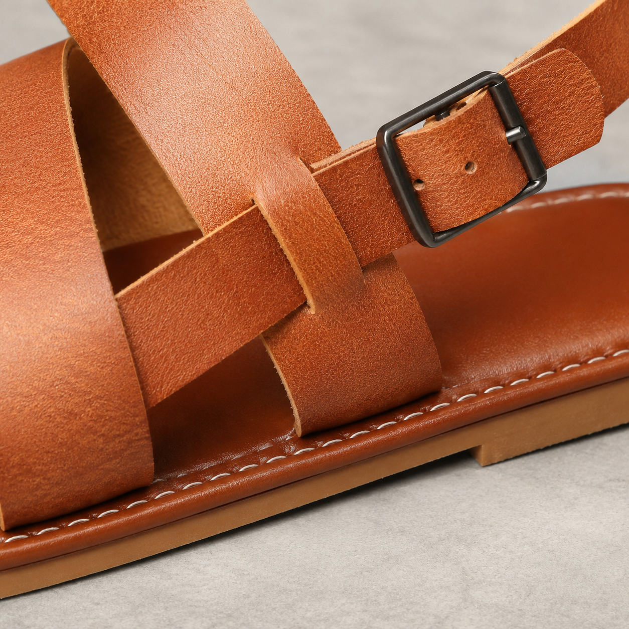 Siracusa Three Strap Flat Slingback Sandal