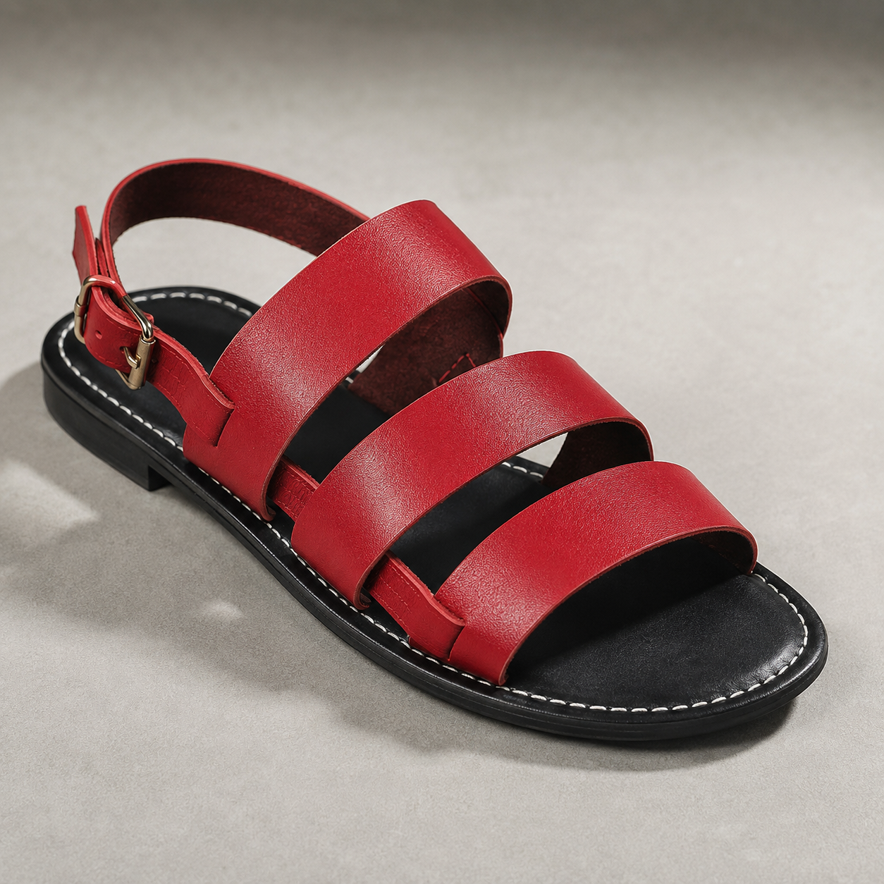 Siracusa Three Strap Flat Slingback Sandal