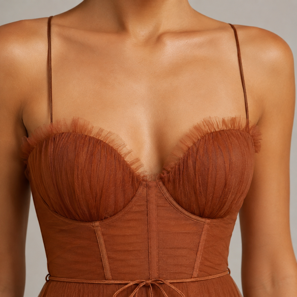 Cagliari Corset Bodice Tulle Midi Dress