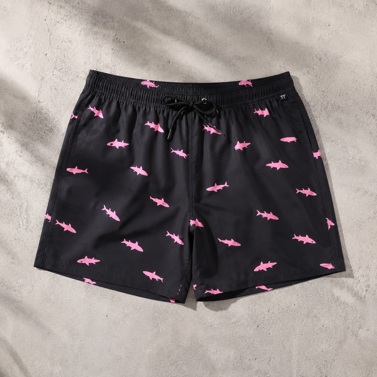 Trapani Shark Print Lined Swim Trunks