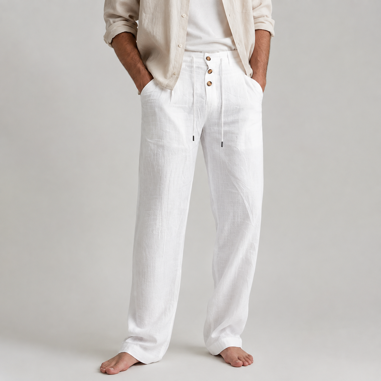 Scicli Drawstring Straight Leg Linen Trousers