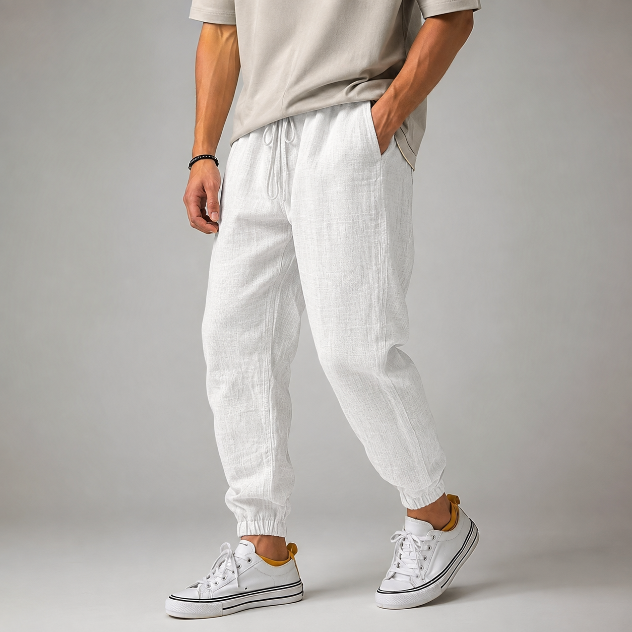 Lipari Cotton Linen Cuffed Jogger Pants