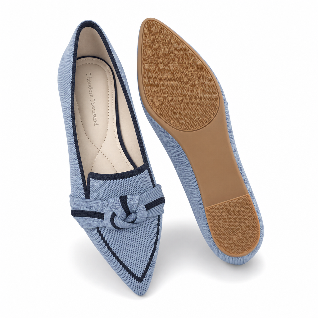 Capri Knit Pointed-Toe Knot Flat — SOLE