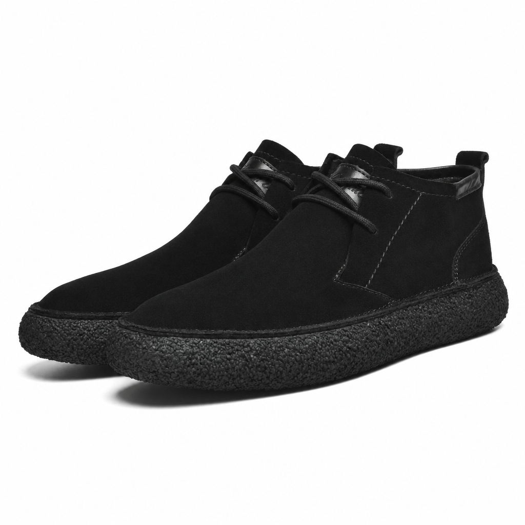 The Lucca Suede Mid-Top Loafer - Black