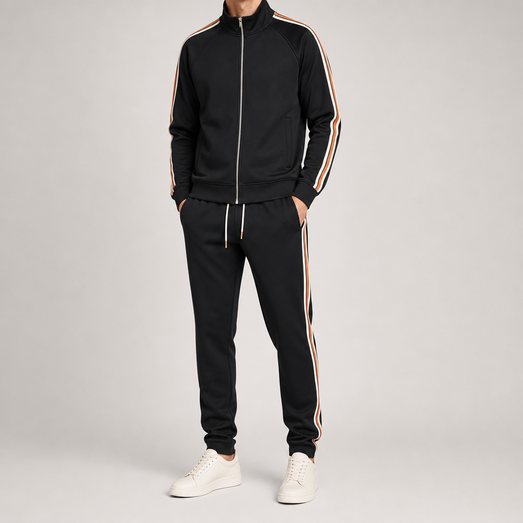 The Bormio Two-Piece Zip Tracksuit - Black