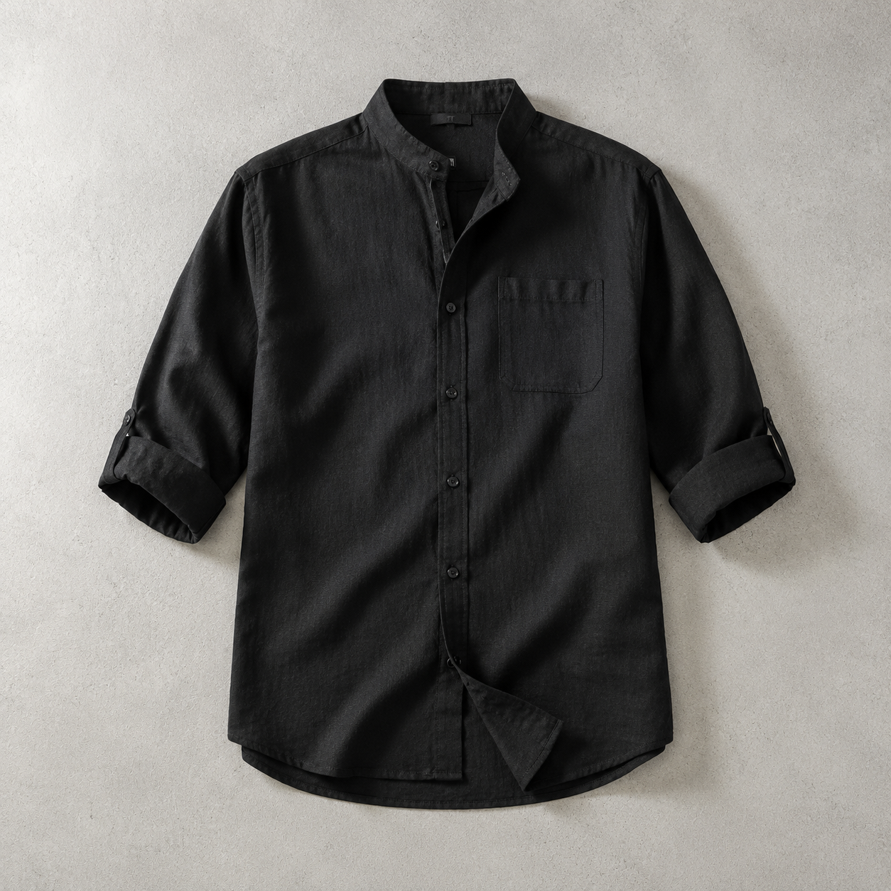 The Bergamo Band Collar Three Quarter Sleeve Shirt
