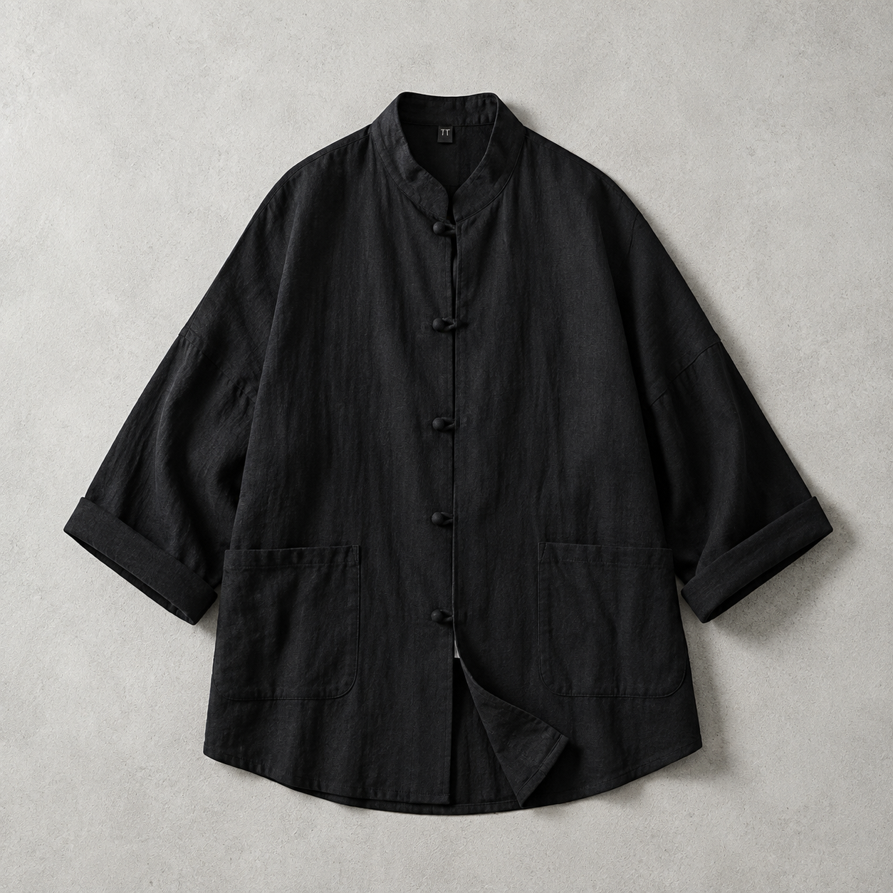 The Capri Stand Collar Knot Button Overshirt