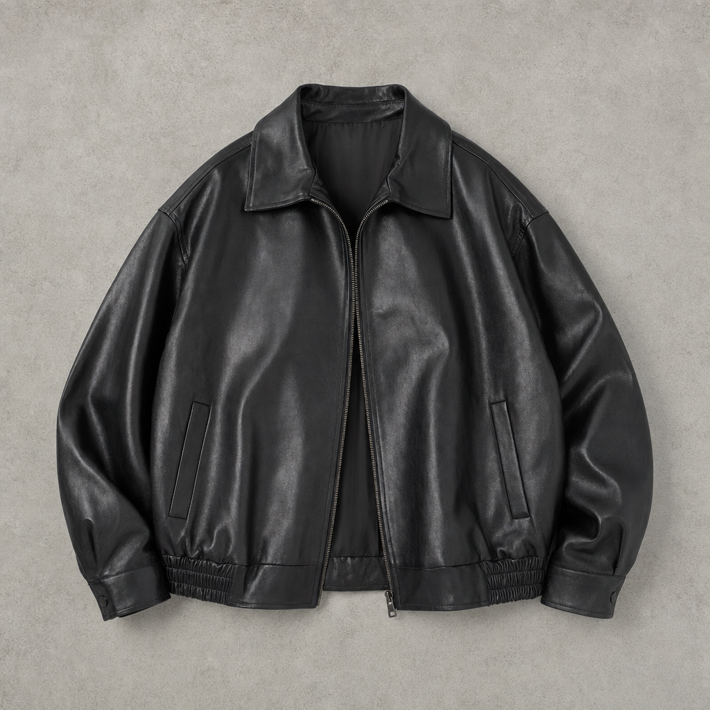 The Verona Leather Bomber Jacket - Black