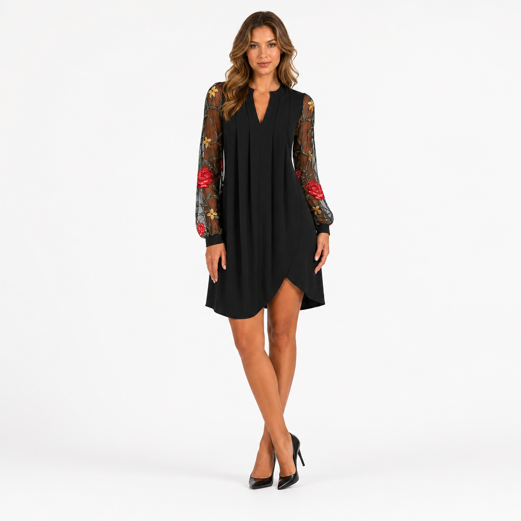 The Kimmy Mesh-Sleeve Mini Dress
