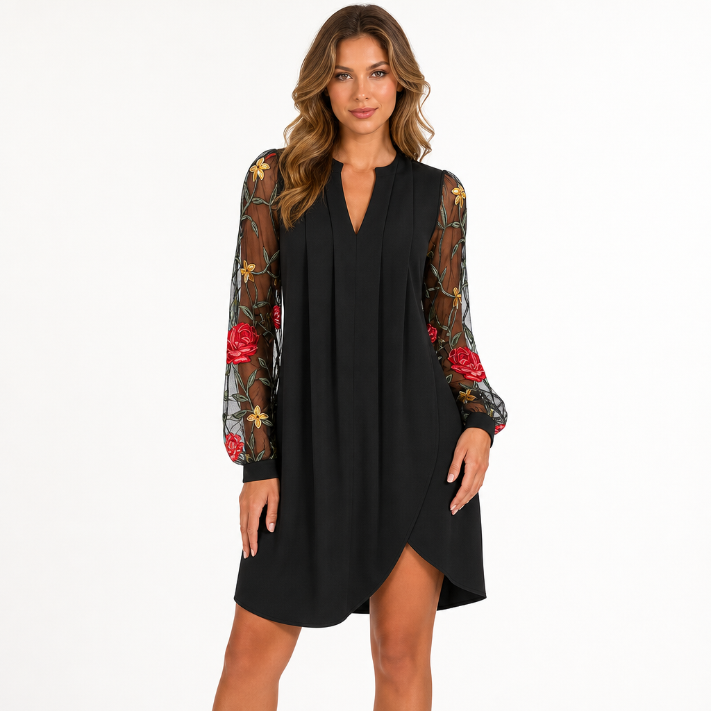 The Kimmy Mesh-Sleeve Mini Dress