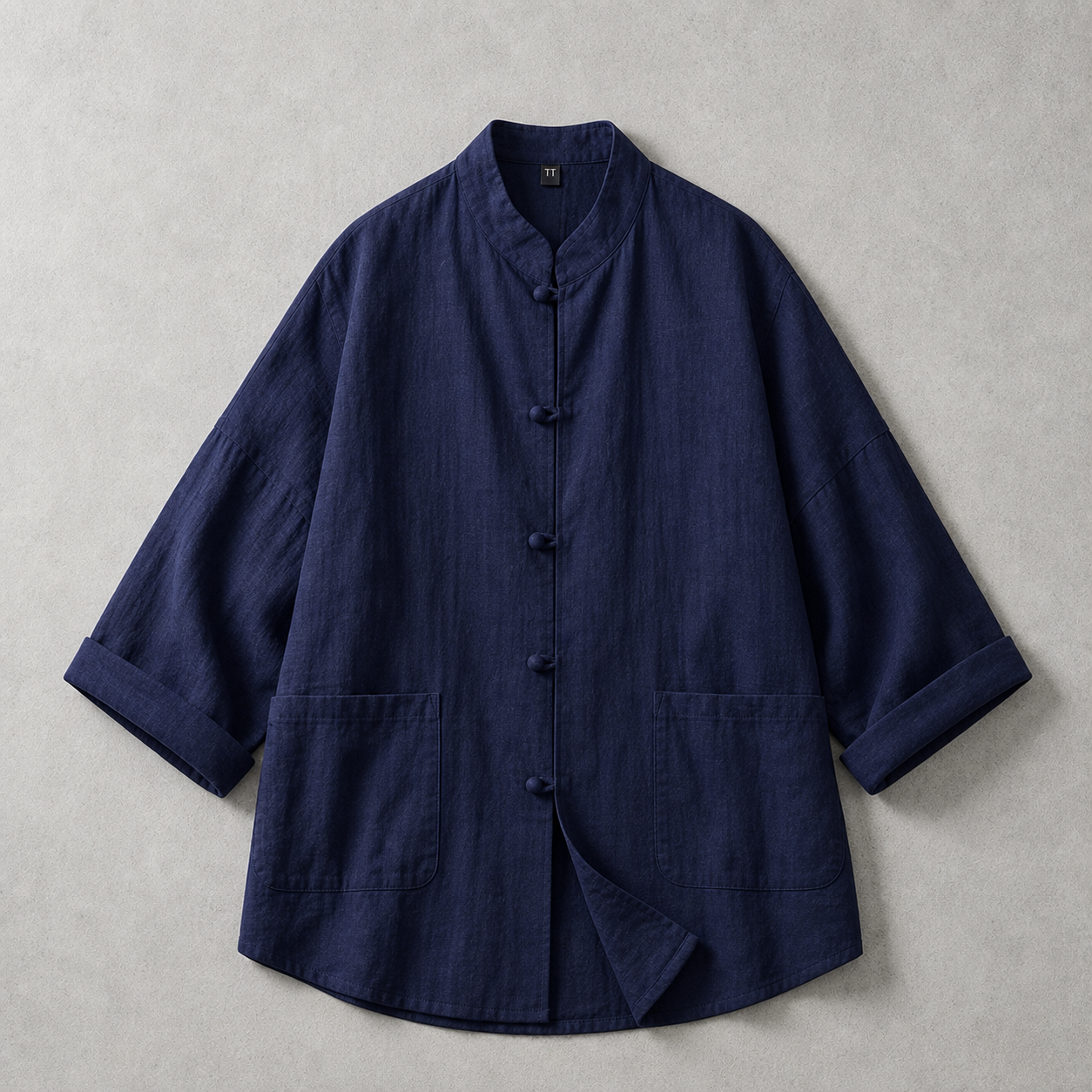 The Capri Stand Collar Knot Button Overshirt