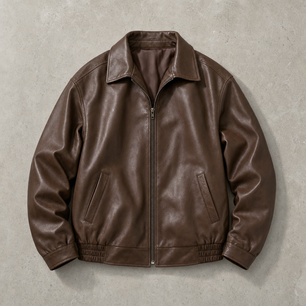 The Verona Leather Bomber Jacket - Brown