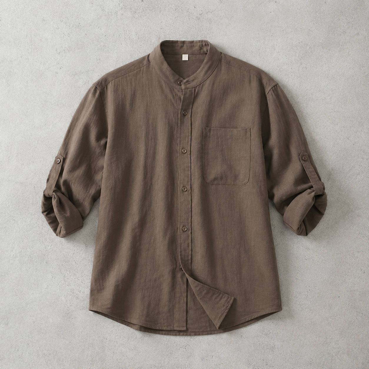 The Savona Stand Collar Roll Sleeve Shirt