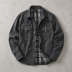 Davos Flannel-Lined Overshirt Shacket — GRAY
