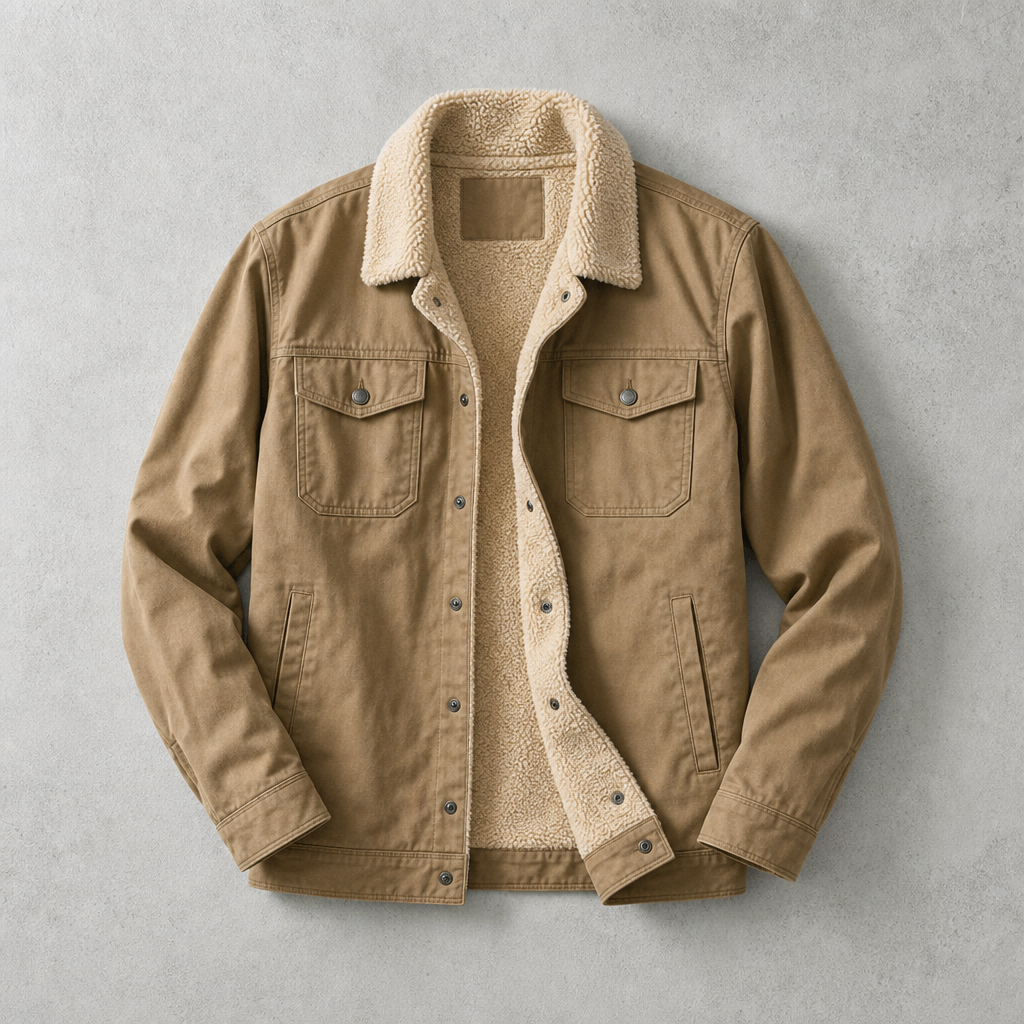 Verbier Sherpa-Lined Trucker Field Jacket — KHAKI