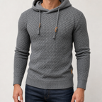 Cortina Waffle-Knit Cowl-Neck Pullover Hoodie — MODEL