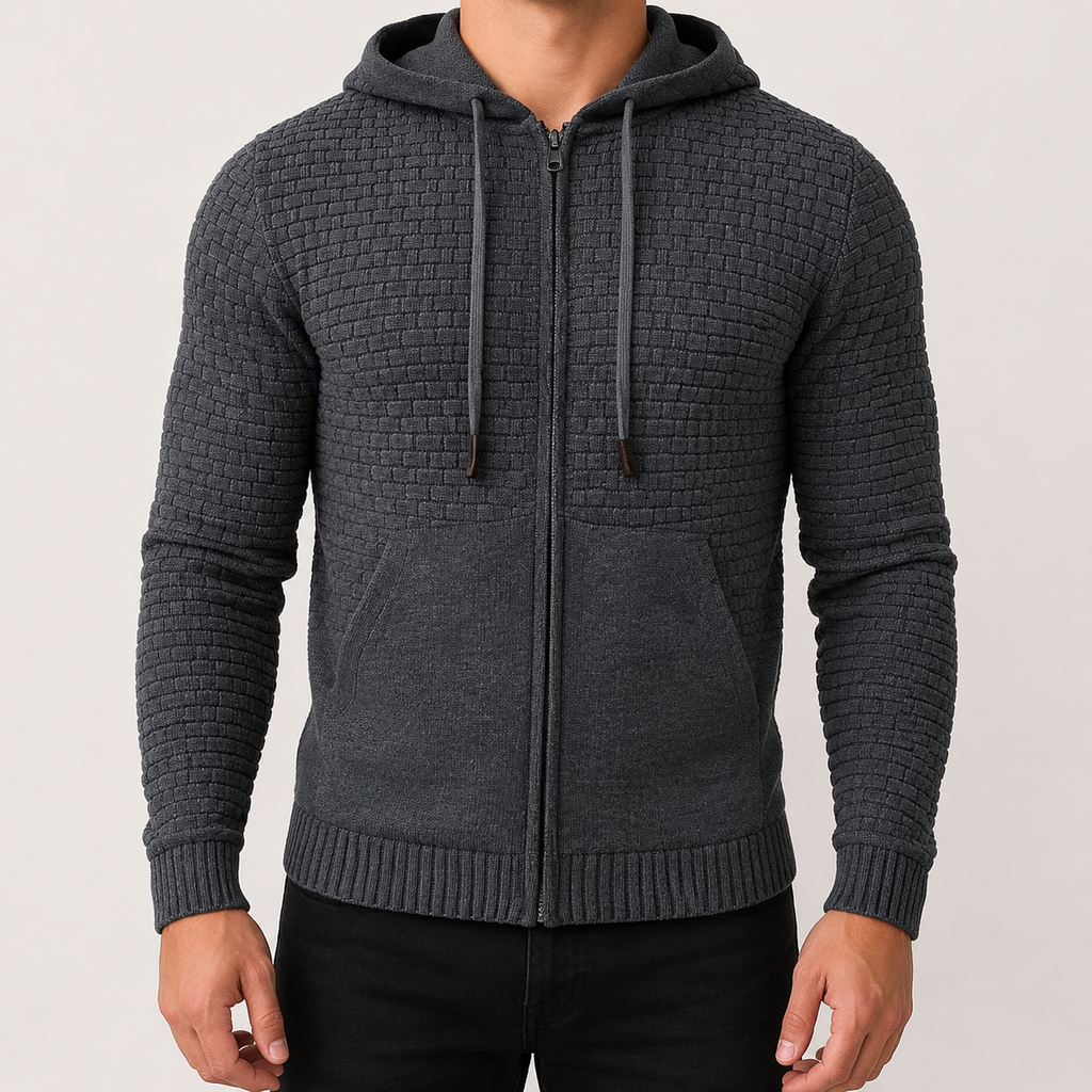 Sestriere Full-Zip Waffle-Knit Hoodie — MODEL