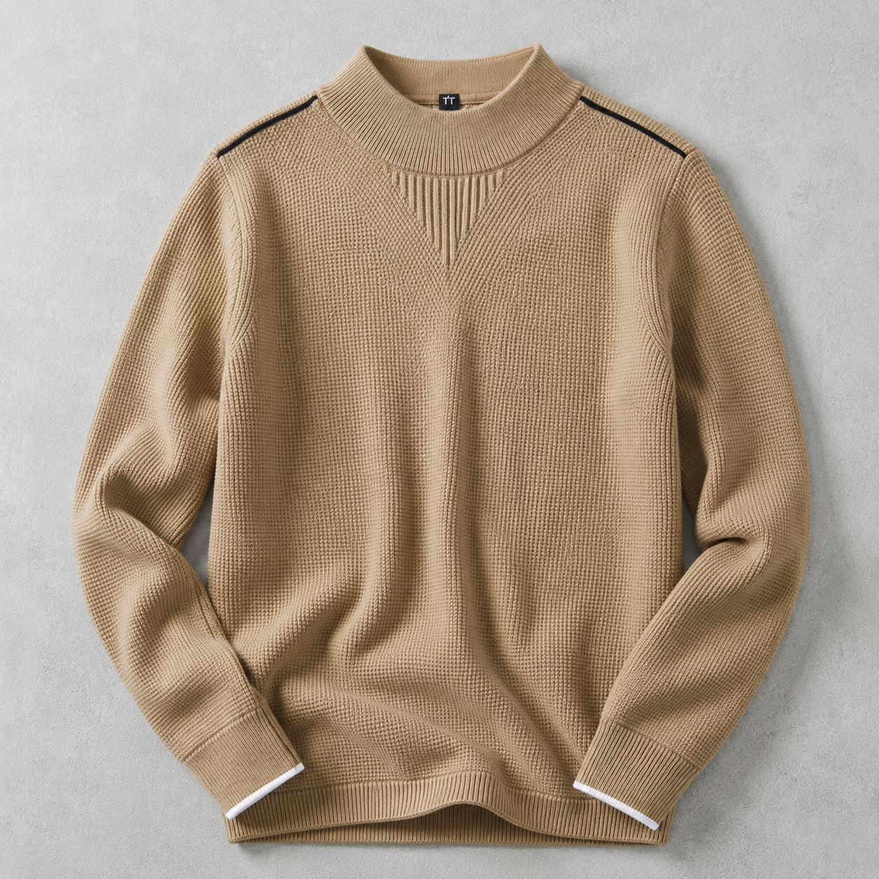 The Grasse Waffle Knit Mock Neck Sweater