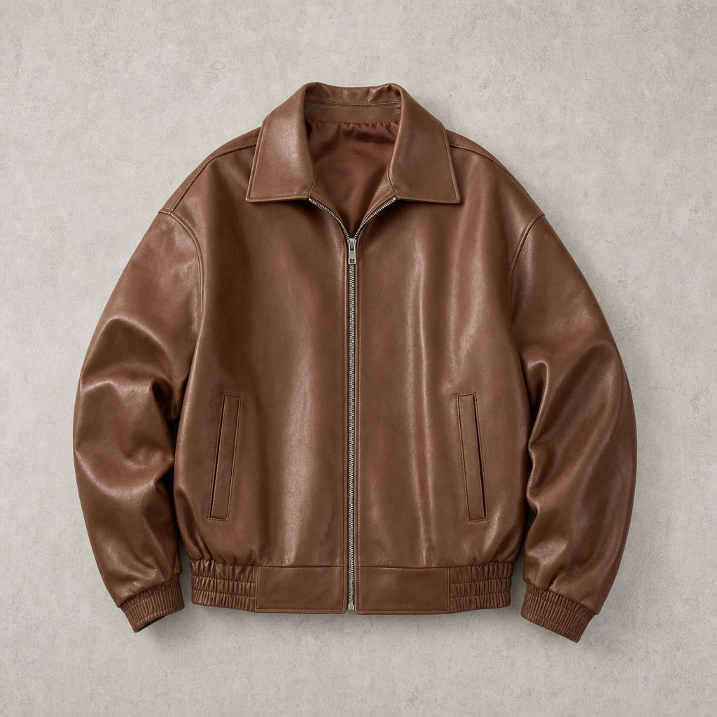 The Verona Leather Bomber Jacket - Caramel