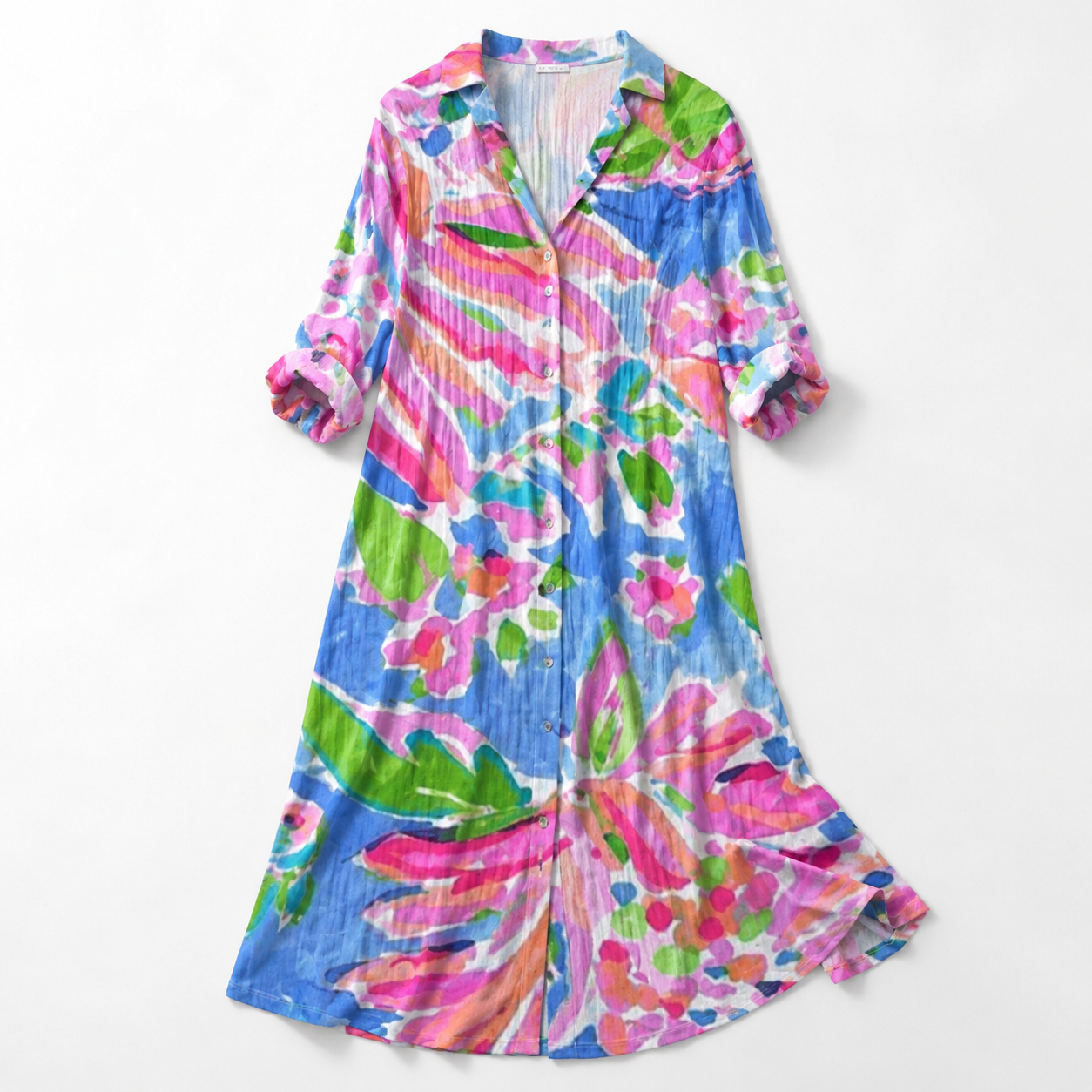 Sardinia Leaf-Print Button-Front Boho Maxi Dress — Red