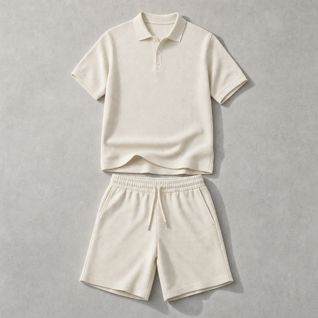 The Capri Knit Polo & Shorts Set - Cream