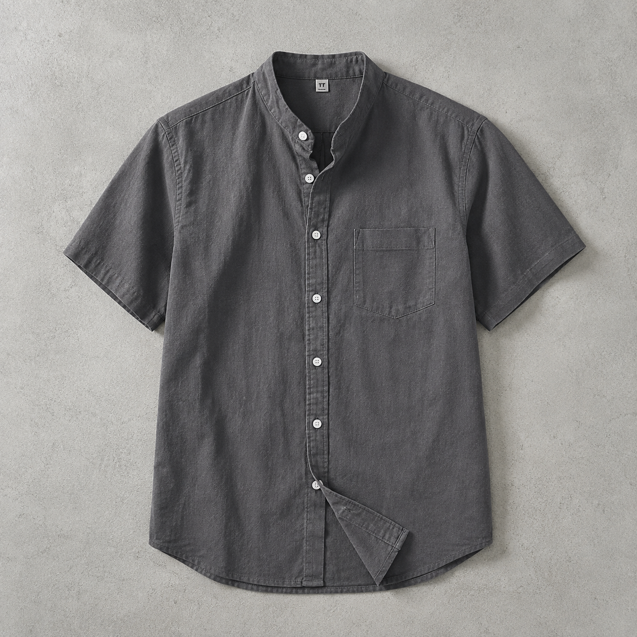 The Cortona Band Collar Short Sleeve Shirt