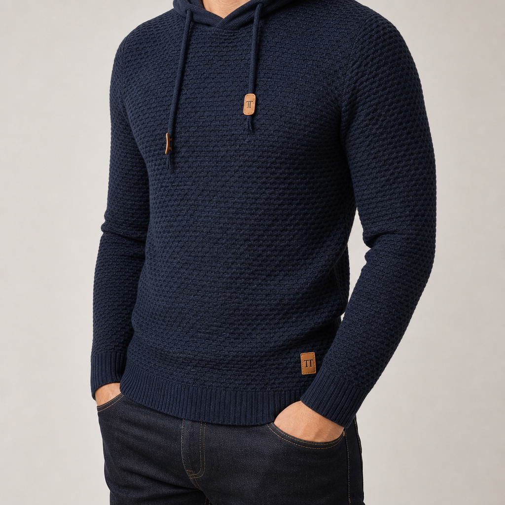 Bormio Basket-Weave Pullover Hoodie — MODEL