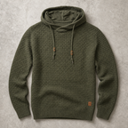 Cortina Waffle-Knit Cowl-Neck Pullover Hoodie — Army Green