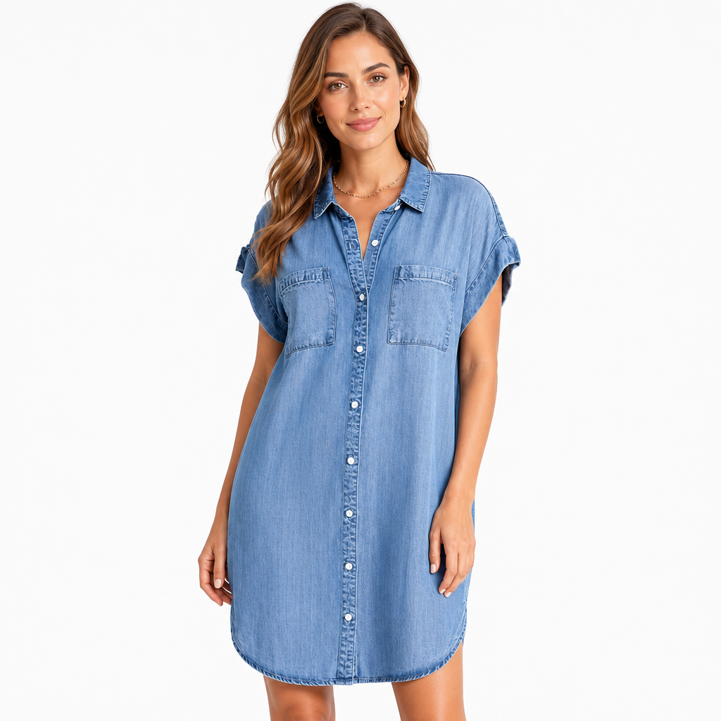The Adaline Chambray Shirt Dress