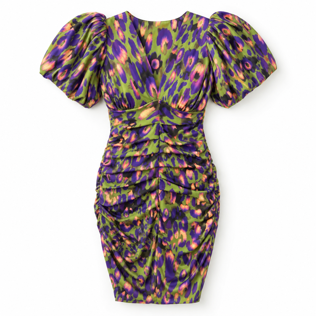 The Davina Puff-Sleeve Midi Dress