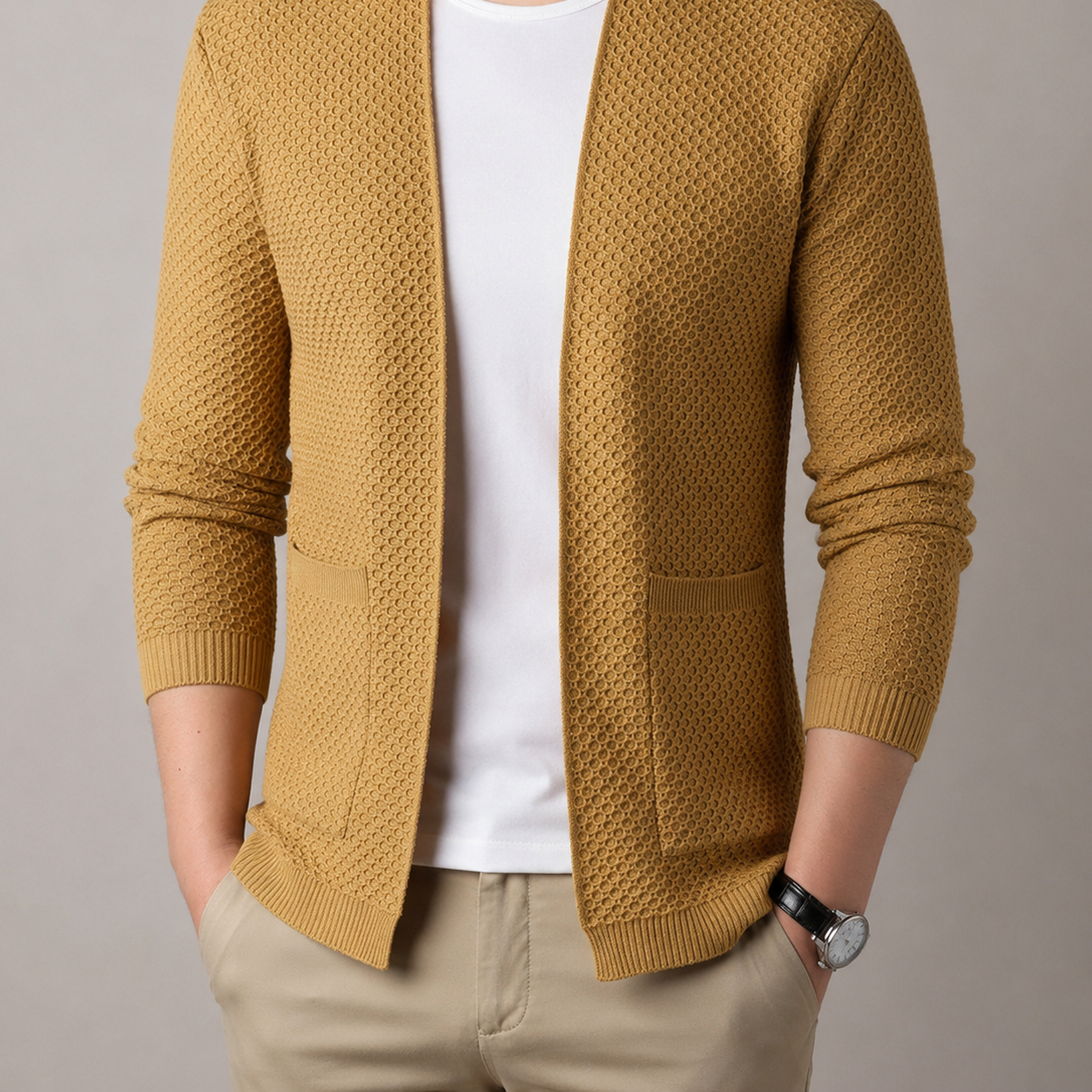 The Annecy Open Front Textured Cardigan