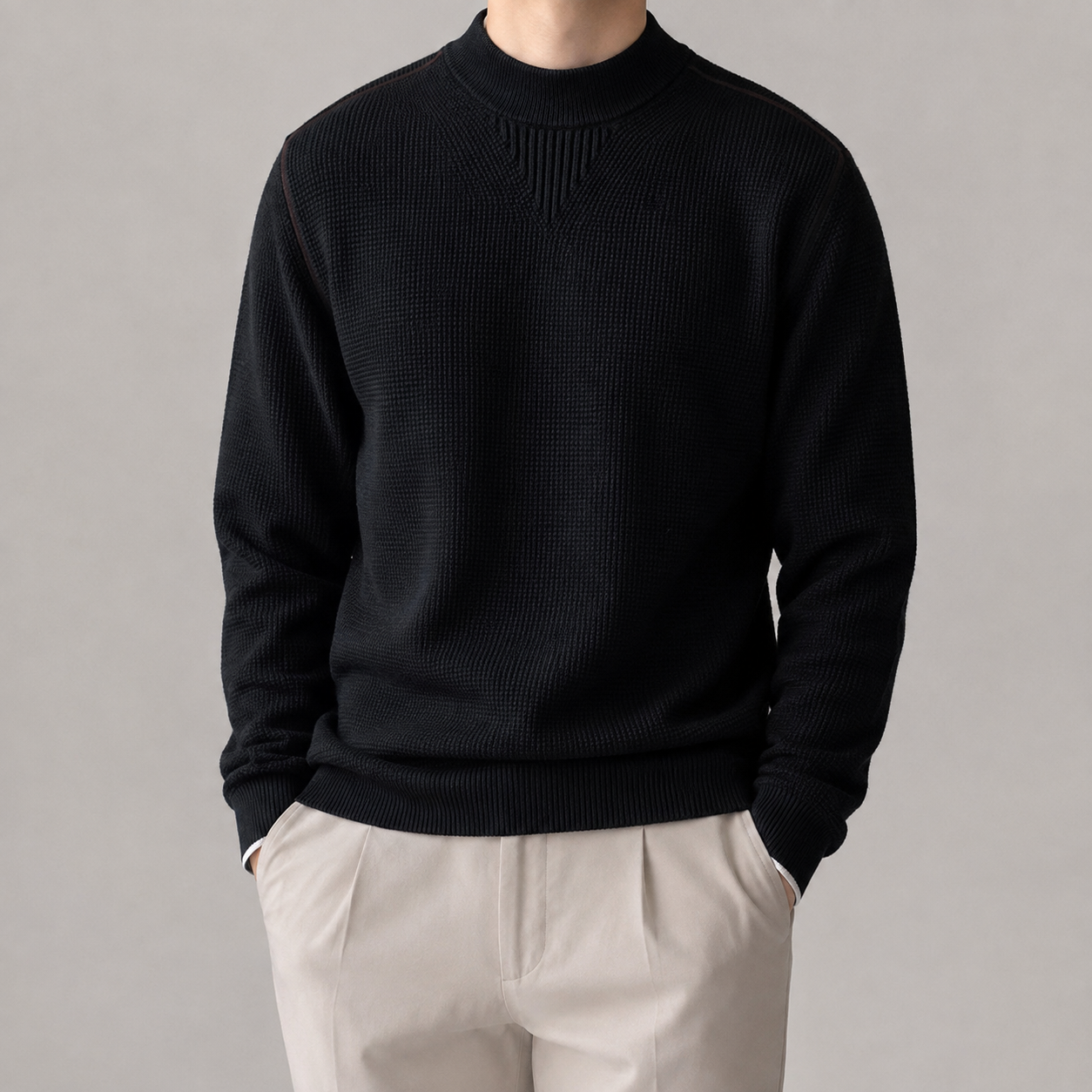 The Grasse Waffle Knit Mock Neck Sweater
