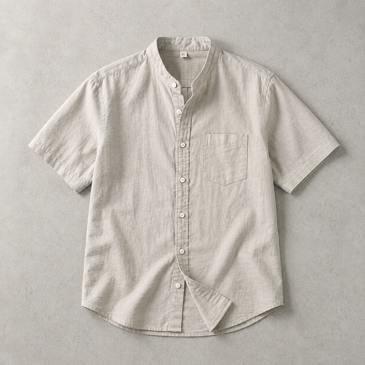 The Cortona Band Collar Short Sleeve Shirt
