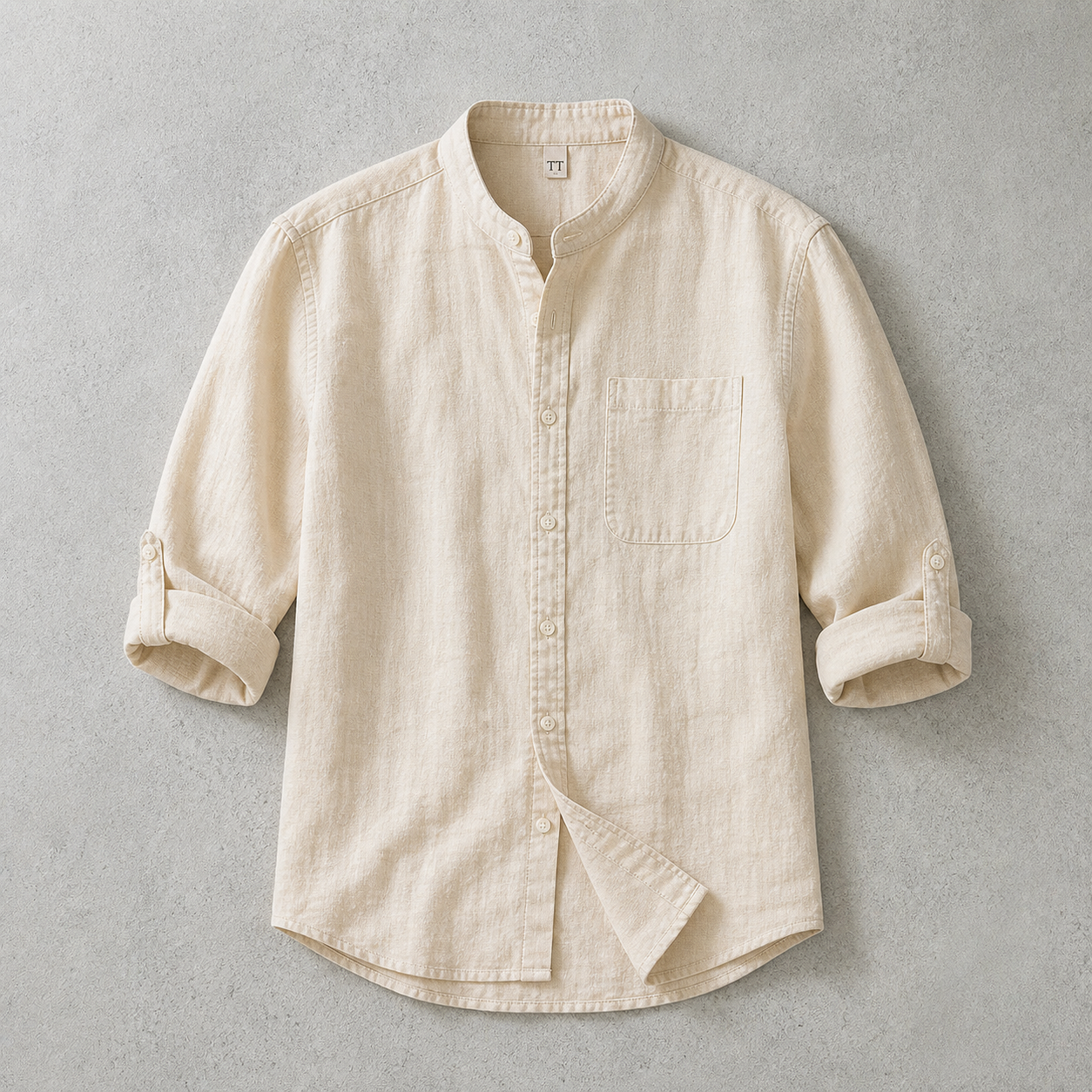 The Savona Stand Collar Roll Sleeve Shirt