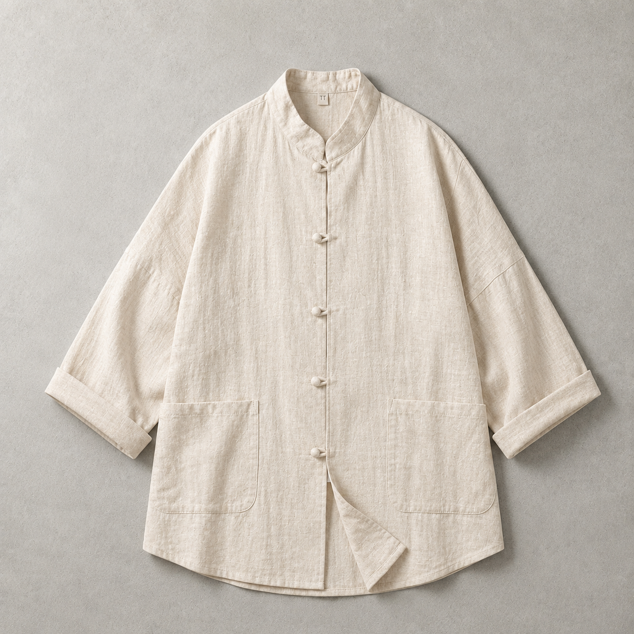 The Capri Stand Collar Knot Button Overshirt