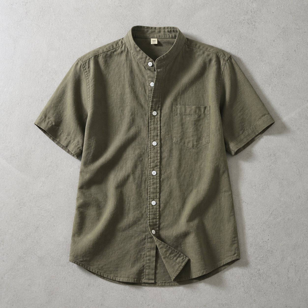 The Cortona Band Collar Short Sleeve Shirt