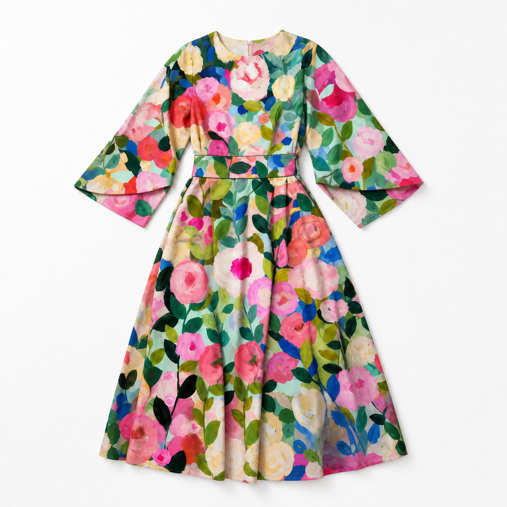 The Moxlan Floral Midi Dress