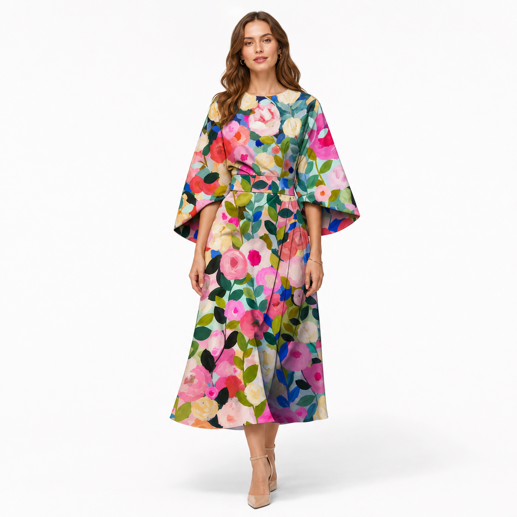 The Moxlan Floral Midi Dress