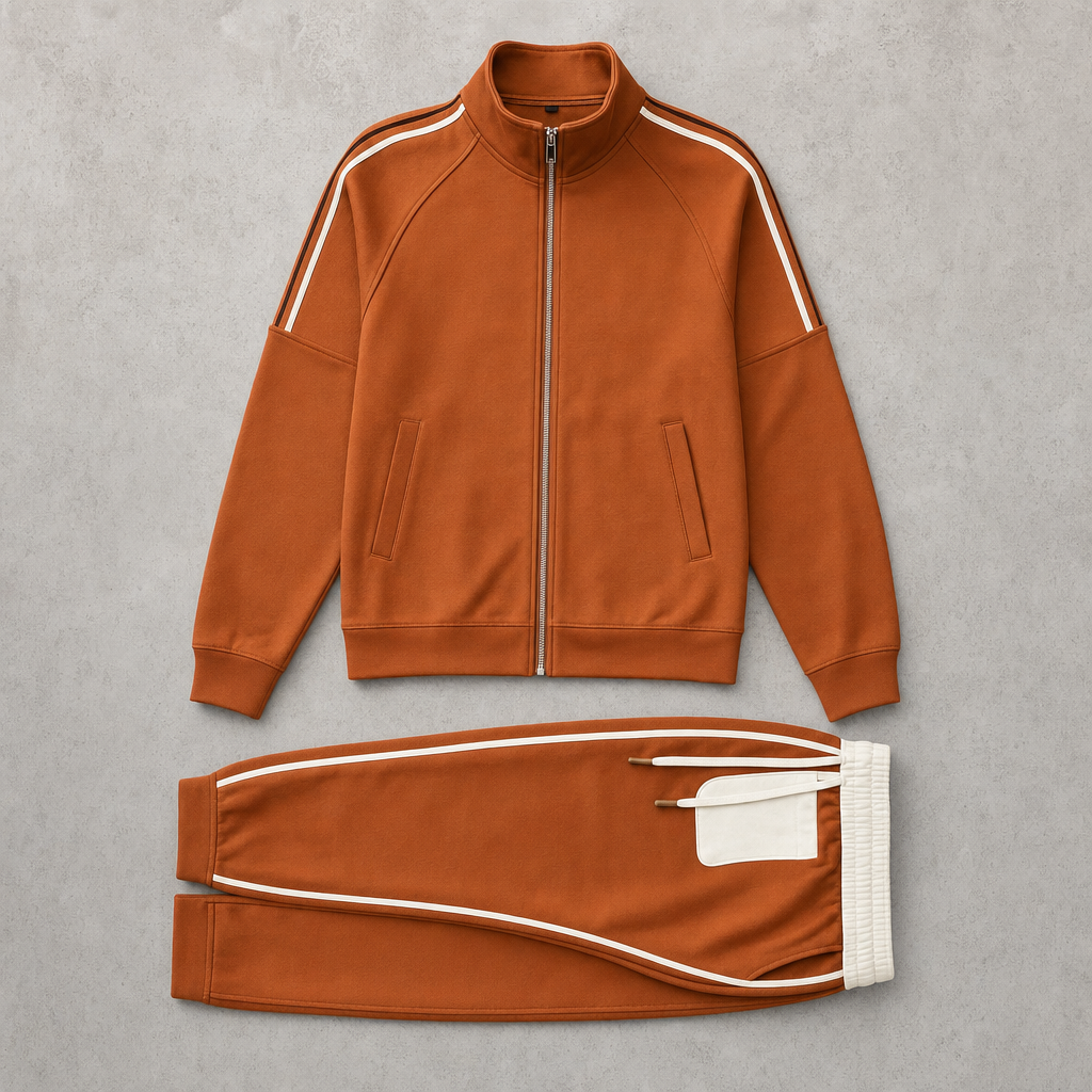 The Bormio Two-Piece Zip Tracksuit - Rust